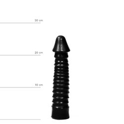 Large Dildo With Ribbed Shaft - Black