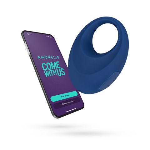 App-gesteuerter vibrierender Penisring Grow - Blau