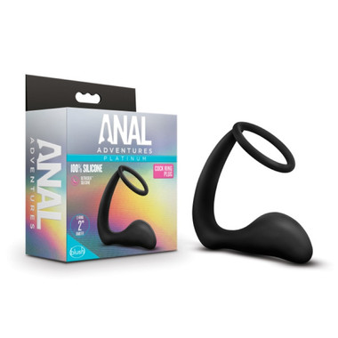 Anal Adventures Platinum - Cock Ring Plug - Black - EasyToys