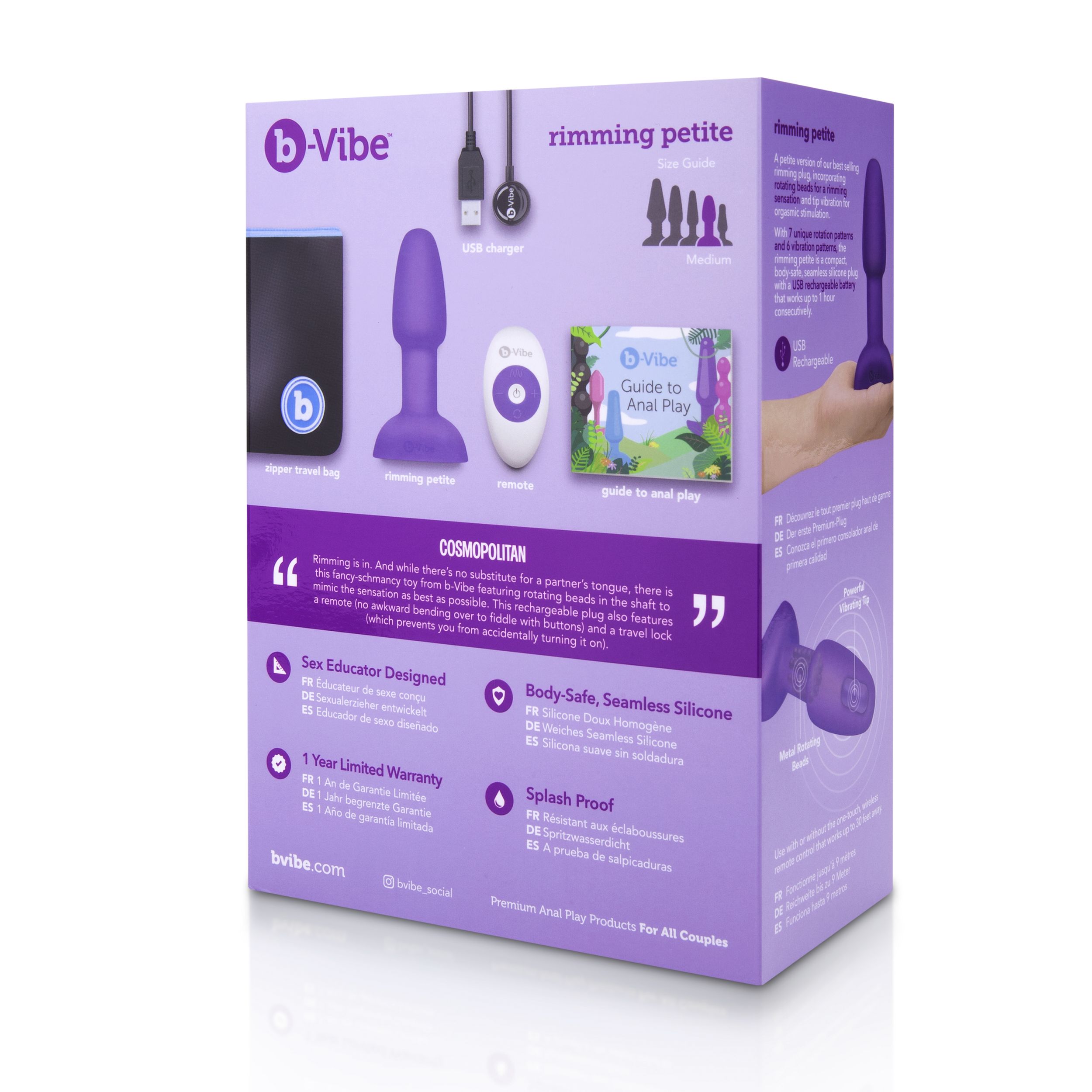 B-Vibe - Rimming Petite Remote Control Plug Paars - Afbeelding 12