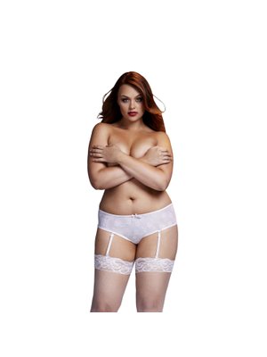 Baci Lingerie – ROSE Open Crotch Boyshort Panty – Wit XL