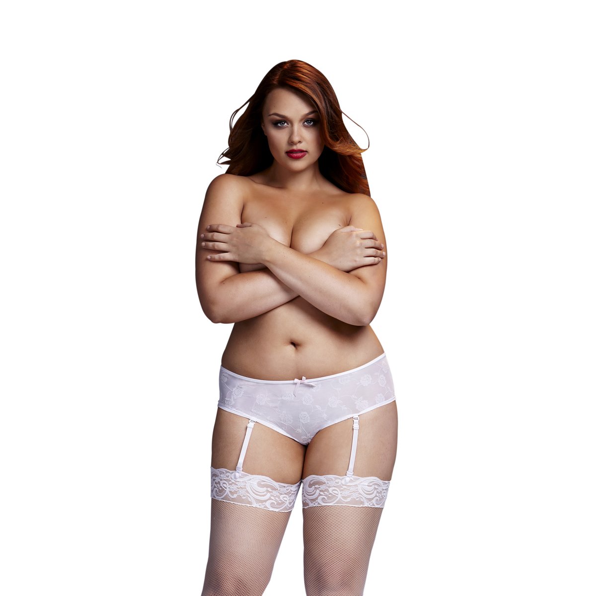 Baci Lingerie – ROSE Open Crotch Boyshort Panty – Wit XL