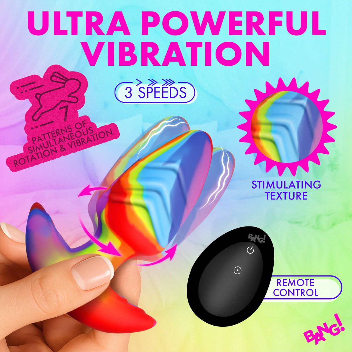 Bang! - Roterende en Vibrerende Buttplug - 9,9 cm foto 3