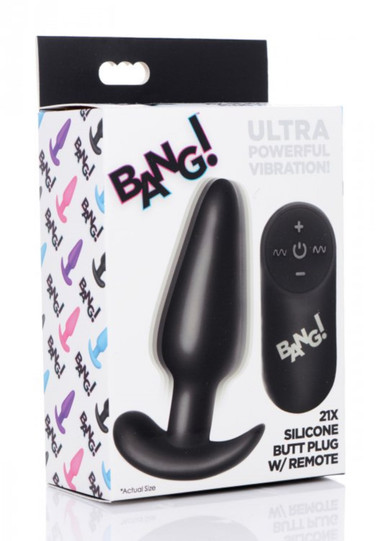 21X Vibrating Silicone Butt Plug w/ Remote Control - Black - Beate Uhse 21X Vibrating Silicone Butt Plug w/ Remote Control - Black - Beate Uhse