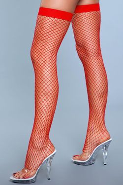 Catch Me If You Can Fishnet Stockings - Red