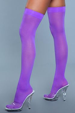 Thigh High Nylon Stockings - Purple