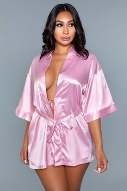 Getting Ready Satin-Kimono - Pink