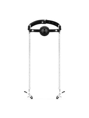 Bedroom Fantasies - Ball Gag met Tepelklemmen - Zwart