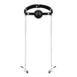 Bedroom Fantasies - Ball Gag met Tepelklemmen - Zwart