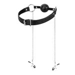 Bedroom Fantasies - Ball Gag met Tepelklemmen - Zwart