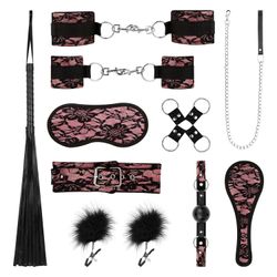 Bedroom Fantasies - Bound by Lace - 8 Piece SM Set - Pink 