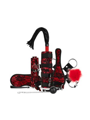 Bedroom Fantasies - Lace & Leather Look - 8-delige Bondage Set - Rood