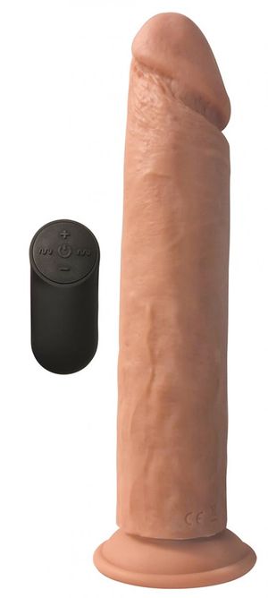 XL Realistischer, vibrierender Dildo mit Saugnapf - Hautfarben