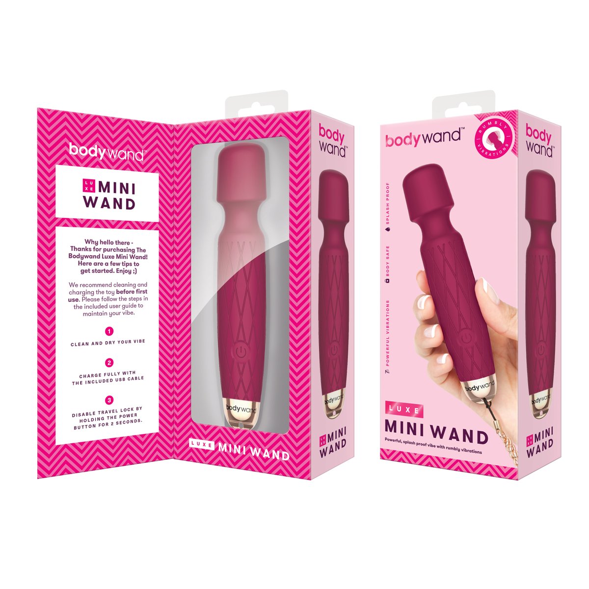 Bodywand - Luxe Mini USB Wand Vibrator Roze