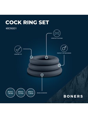 Boners 3-Delige Cockringen Set - Grijs