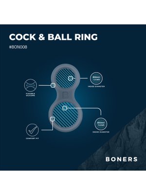 Boners Siliconen Cockring En Ballstretcher - Grijs