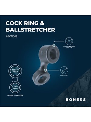 Boners Cockring En Ballstretcher - Grijs
