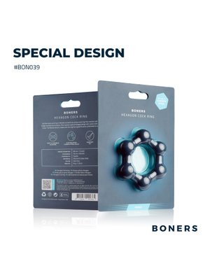 Boners Hexagon Cockring Met Stalen Kogels