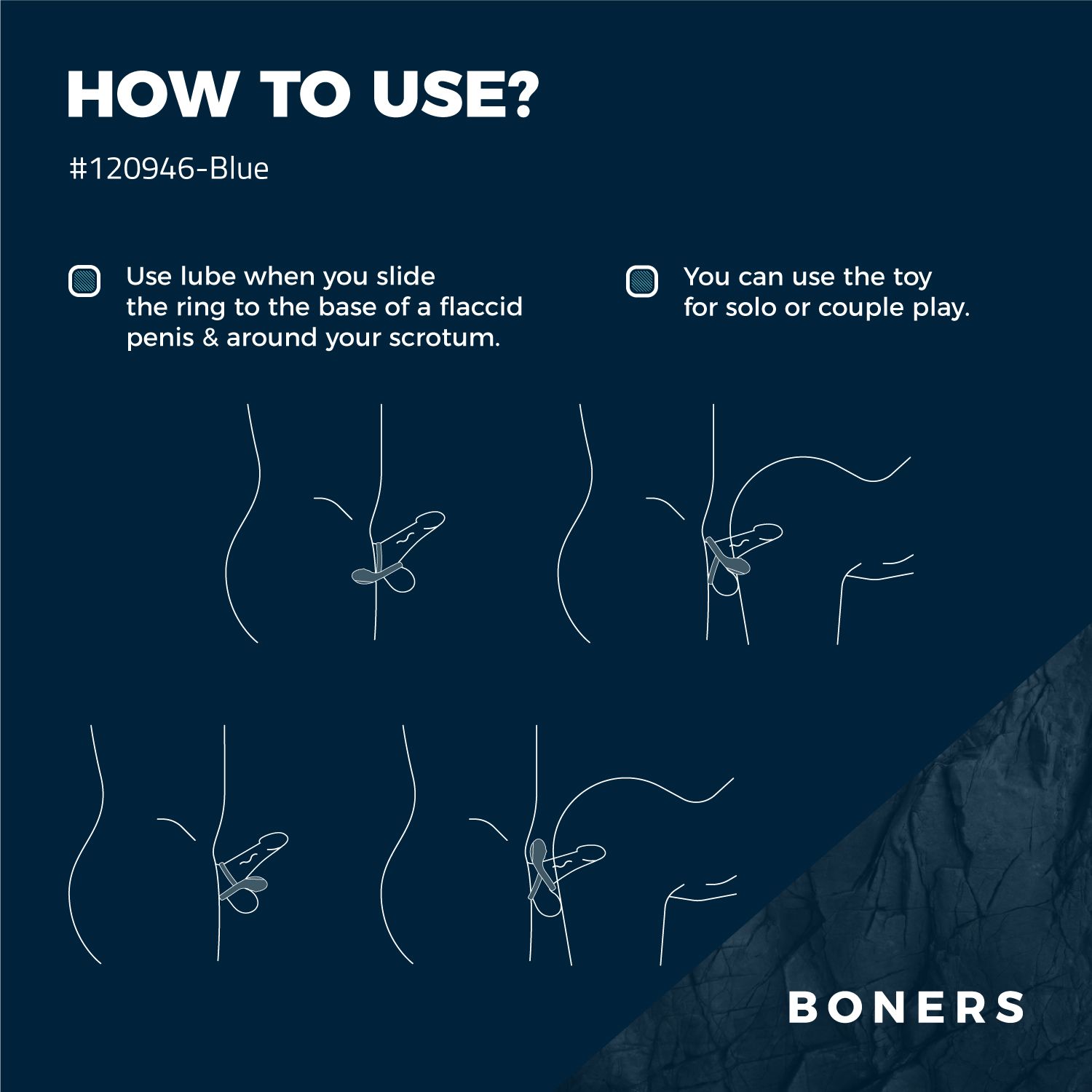 Boners - Vibrerende Cockring voor Koppels - Blauw foto 2