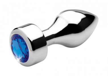 Plug anal en aluminium avec cristal bleu - Medium