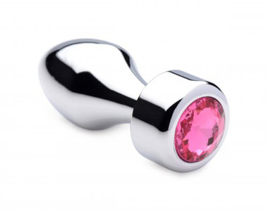 Aluminum Butt Plug With Pink Crystal - Small - EasyToys