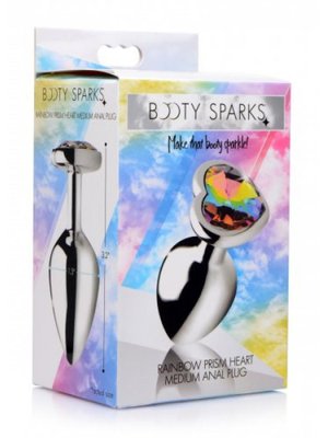 Booty Sparks - Rainbow Heart Buttplug - Middel