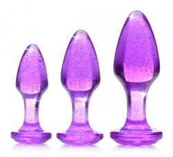 Lot de plugs anaux scintillants avec pierre précieuse - Violet