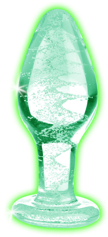 Glow-in-the-Dark Glass Anal Plug - Medium