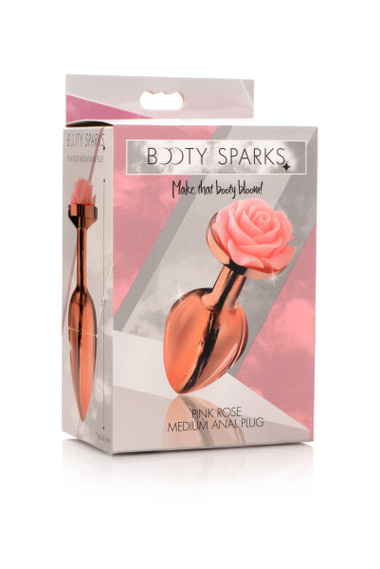 Pink Rose Butt Plug Rose Gold - Medium - EasyToys