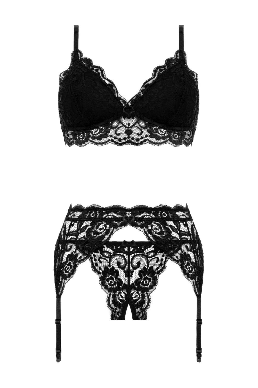 Christine - 3-Piece Open Crotch Set Tina - Zwart foto 4