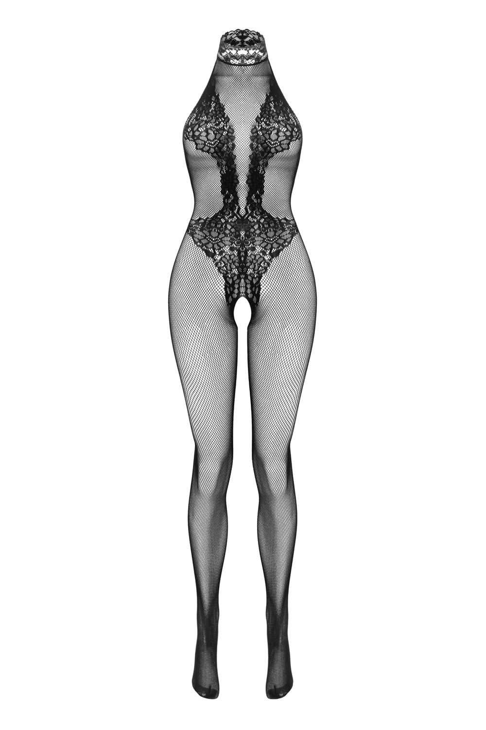 Christine - Visnet Kanten Catsuit Met Open Kruisje foto 4