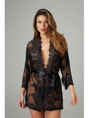 Christine - Kanten Kimono Graceful - Zwart