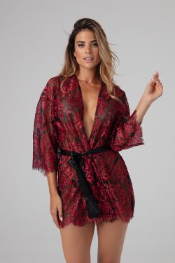 Luxe Kimono Fleur de Plaisir - zwart/rood