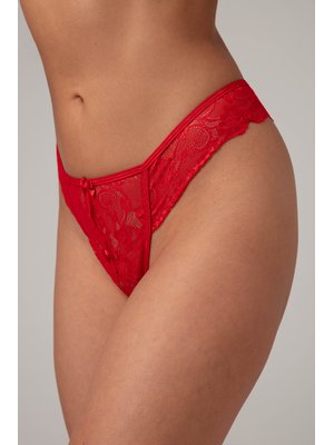 Christine - Kanten String Met Open Kruisje Marzia - Rood