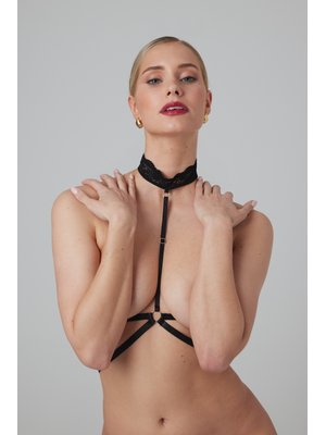 Christine - Strappy Harness Bralette met kant Viola - zwart