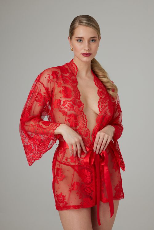 Christine - Spitzen-Kimono Graceful - Rot