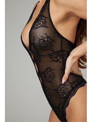 Christine - Kanten open kruis body Rose