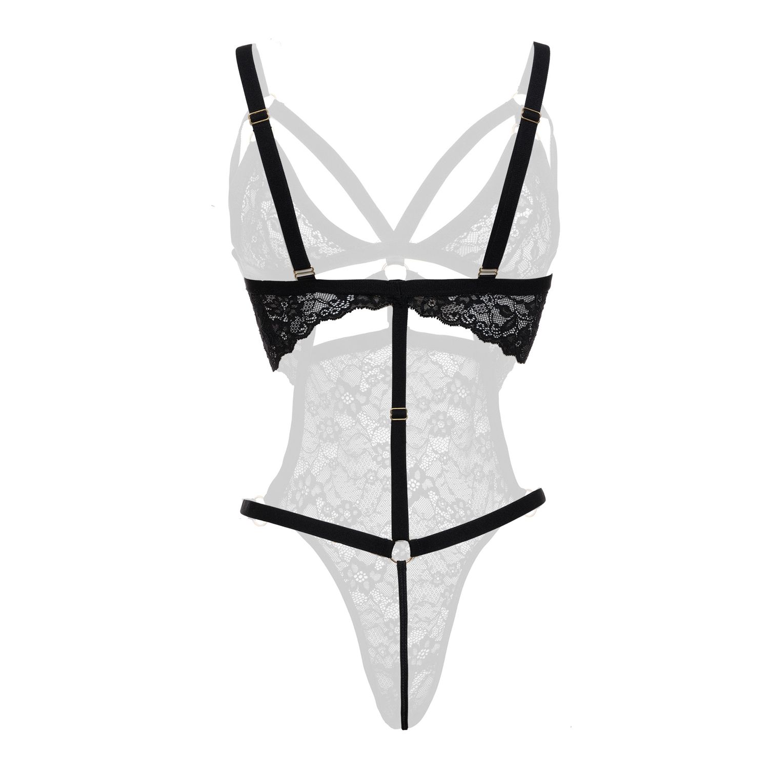 Christine - Exclusieve body met open kruis Giselle - Zwart foto 5