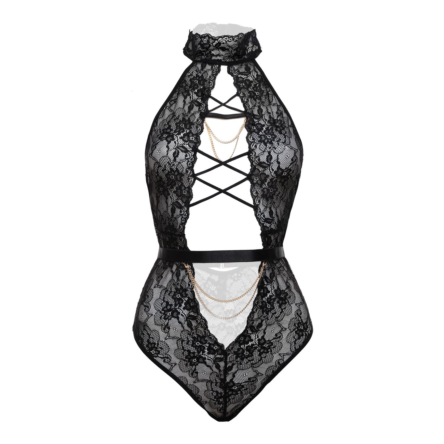 Christine - Exclusieve body met open kruis Blace - Zwart foto 7