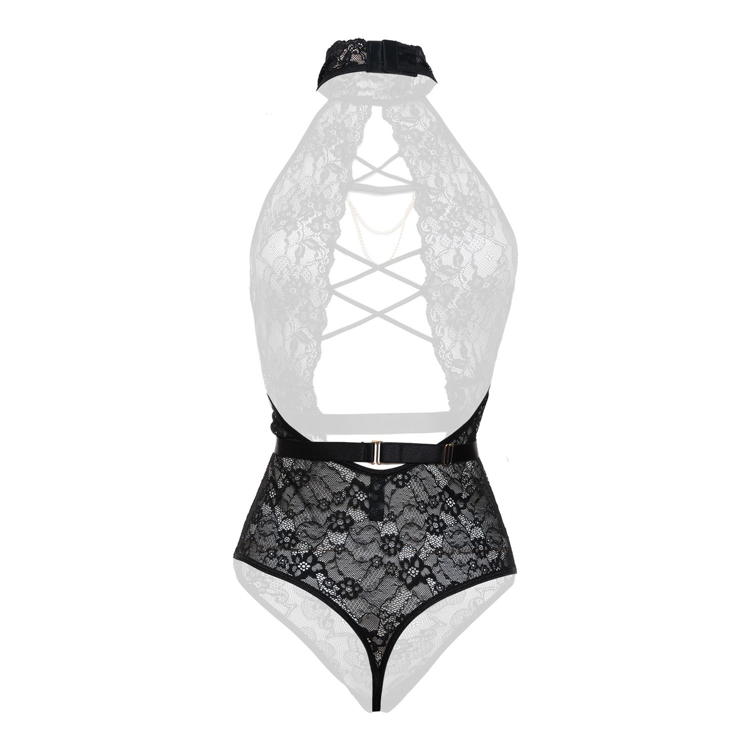 Christine - Exclusieve body met open kruis Blace - Zwart foto 8