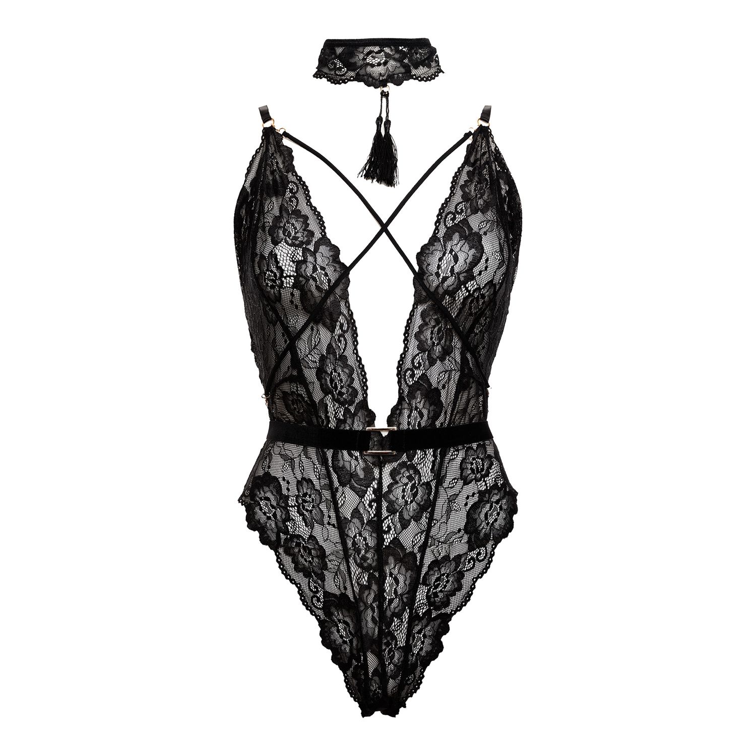 Christine - Exclusieve body met open kruis Aliah - Zwart foto 6