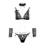 Christine - 4-delige soft bondage set met parels Mea - Zwart