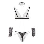 Christine - 4-delige soft bondage set met parels Mea - Zwart