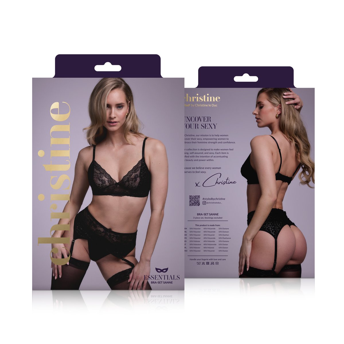 3-delig Lingerie-setje Sanne -zwart