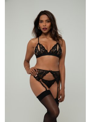 Christine - Axelle 3-delig Set - Open Kruis & Cups Zwart