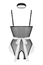 Christine - Maid Open Kruis Kostuum - Zwart/Wit