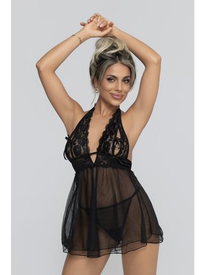 Christine - Open Cup Babydoll Nataly - Zwart