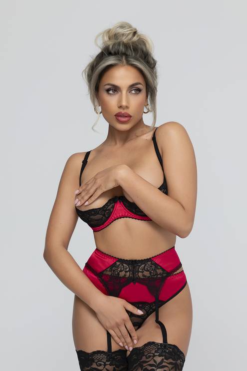 Christine - 3-teiliges Set Offener BH & Schrittfreier Slip Gush