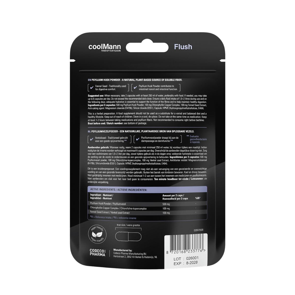 CoolMann - Flush Voedingssupplement - Vezelcomplex 60 pcs foto 4