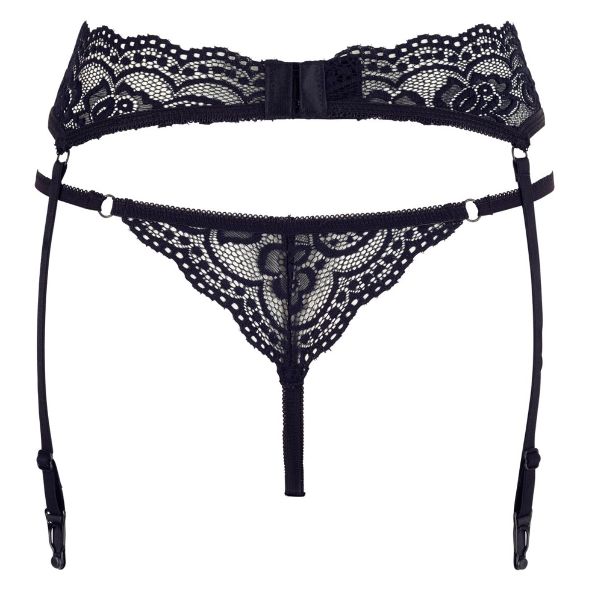 Cottelli Collection - Jarretelgordel en String Set - Zwart
